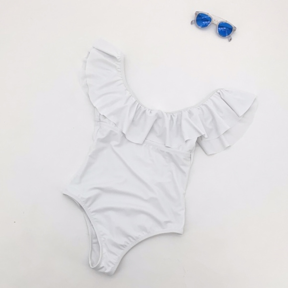 4/$25 Maui Off Shoulder White One-Piece Swimsuit - Picture 3 of 5